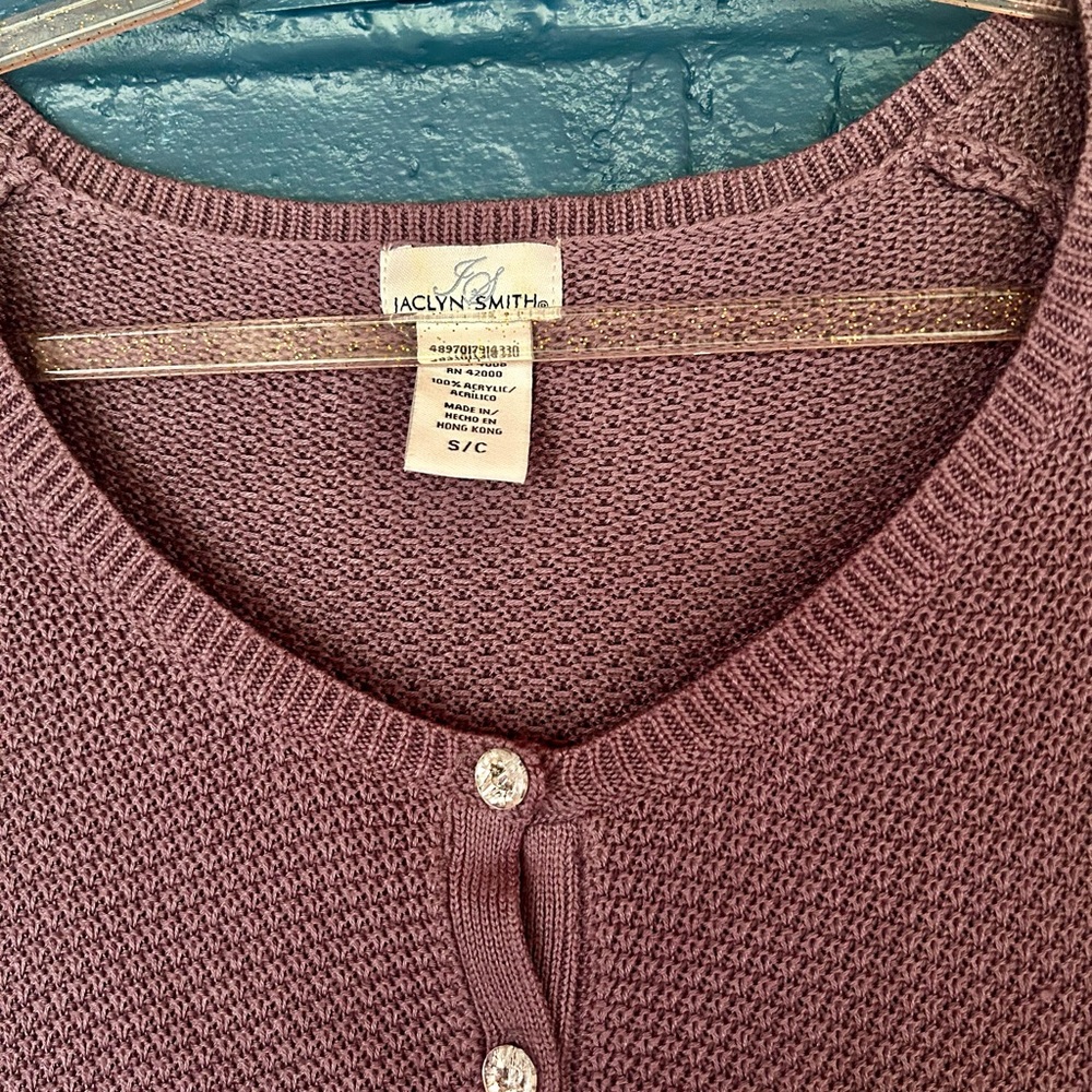 Jaclyn Smith Mauve Knit Cardigan - Picture 3 of 5